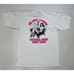 Obey Lounge Cocktail Hour Pin Up Sexy Girl Graphic T-shirt Men Medium White